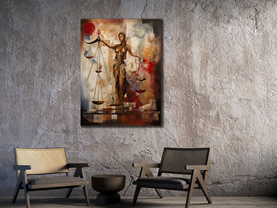 Lady Justice Scales Abstract Bronze Lawyer Office Artwork Poster - Image 3