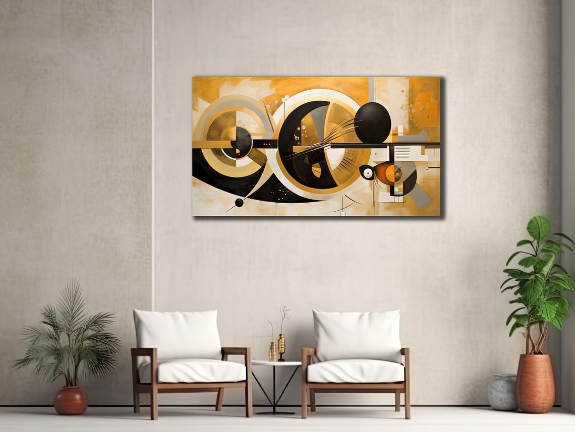 Black Gold Geometric Circles Modern Abstract Minimalist Design Poster