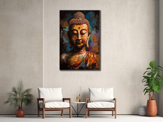 Colorful Buddha Print Asian Painting Wall Decor House Gift Idea For Wall Decor Yoga Wall Art Spiritual Poster Home Decoration