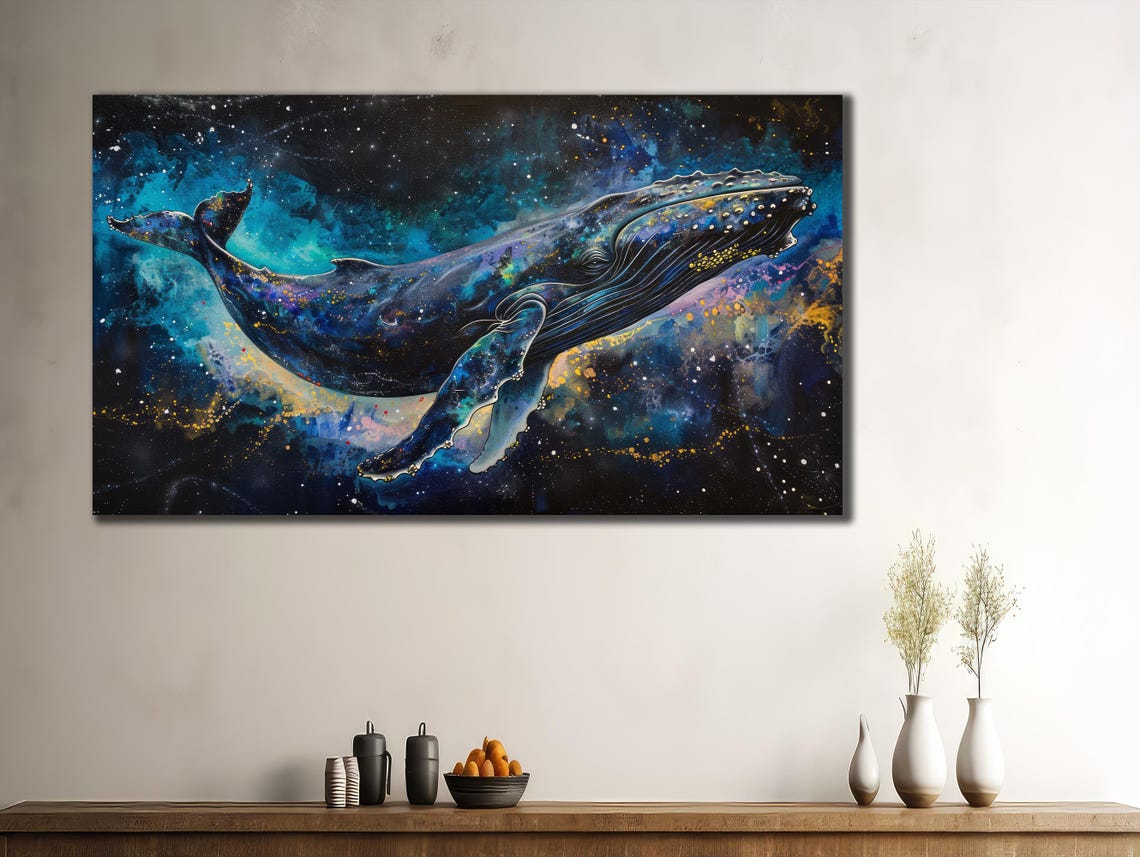 Humpback Whale Cosmic Galaxy Starry Nebula Swimming Whale Poster - Image 2