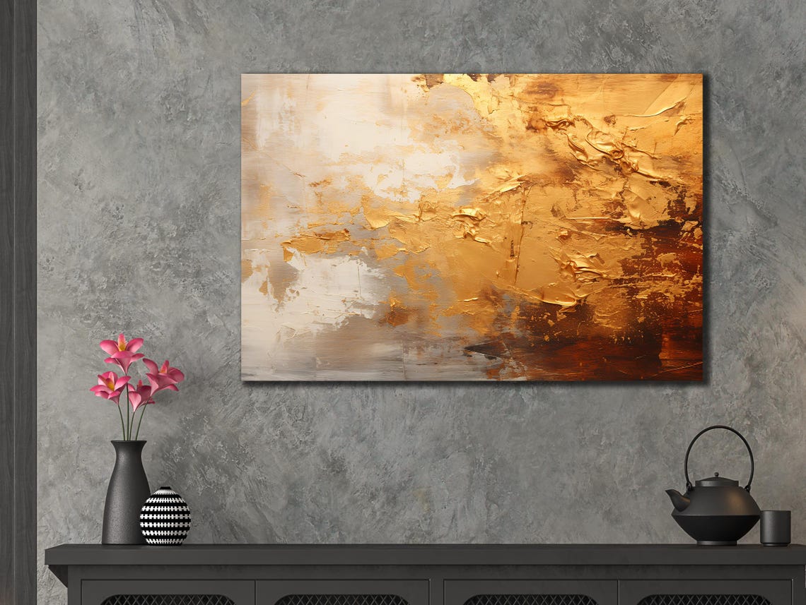 Soft Gold White Abstract Impasto Texture Modern Luxury Wall Art Poster