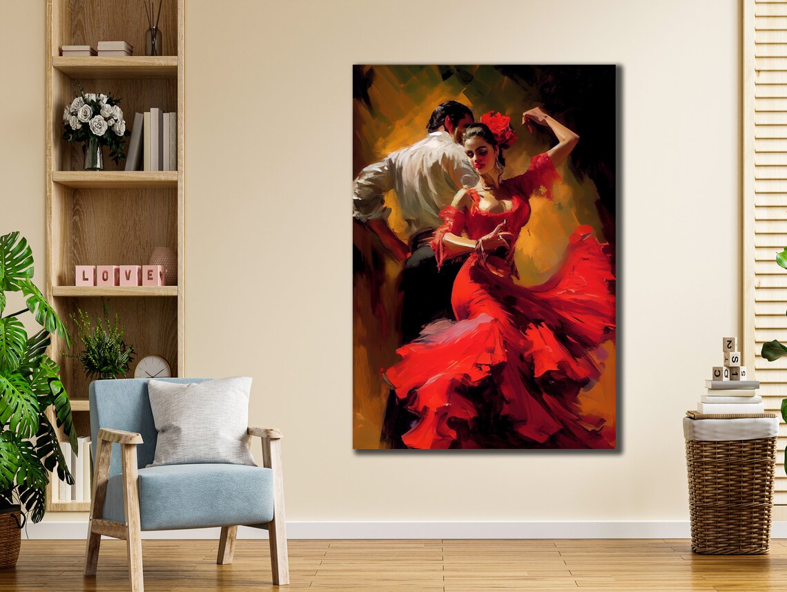 Flamenco Couple Dance Art Print, Spain Style - Image 3
