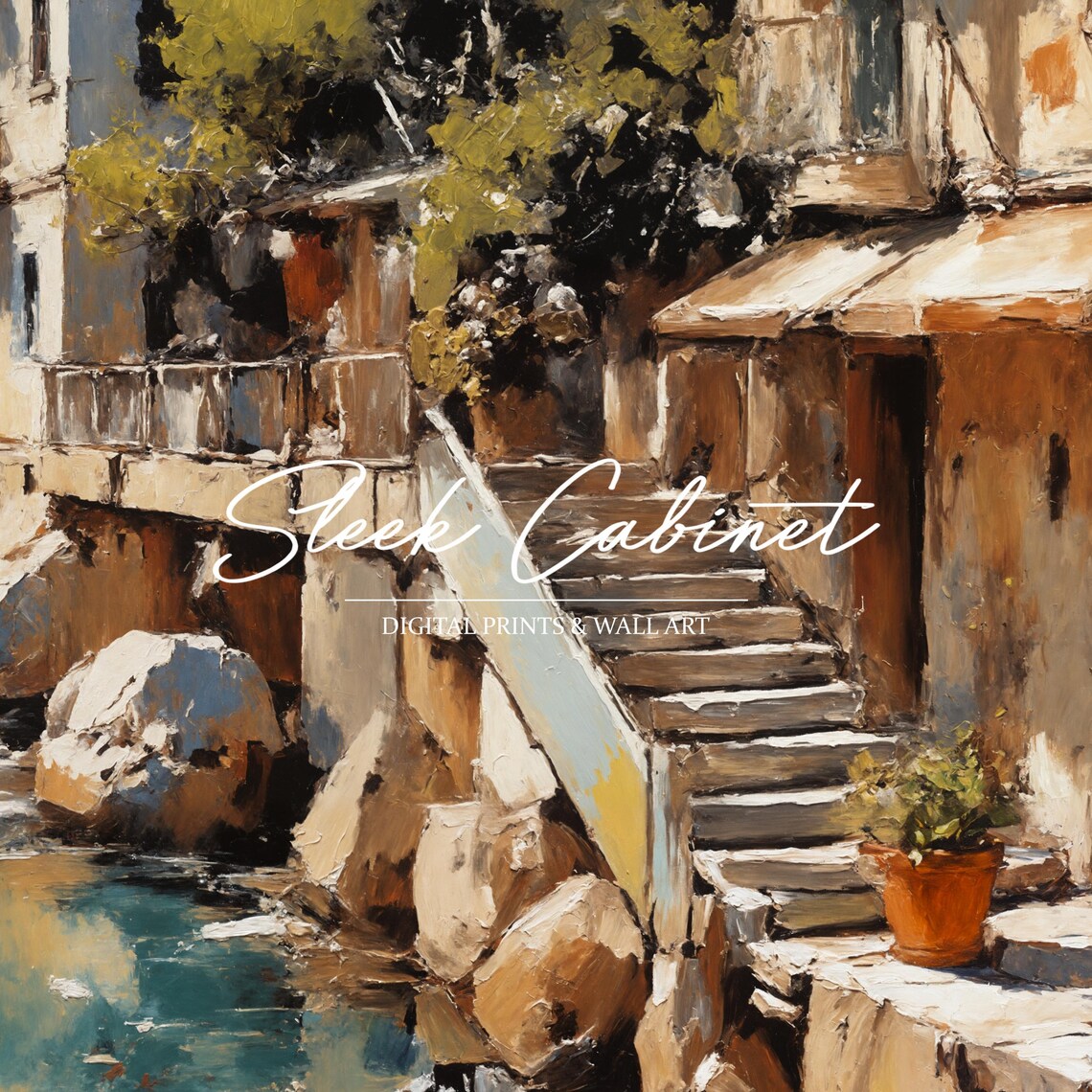 Mediterranean Coastal Italian Village Travel Poster - Image 3