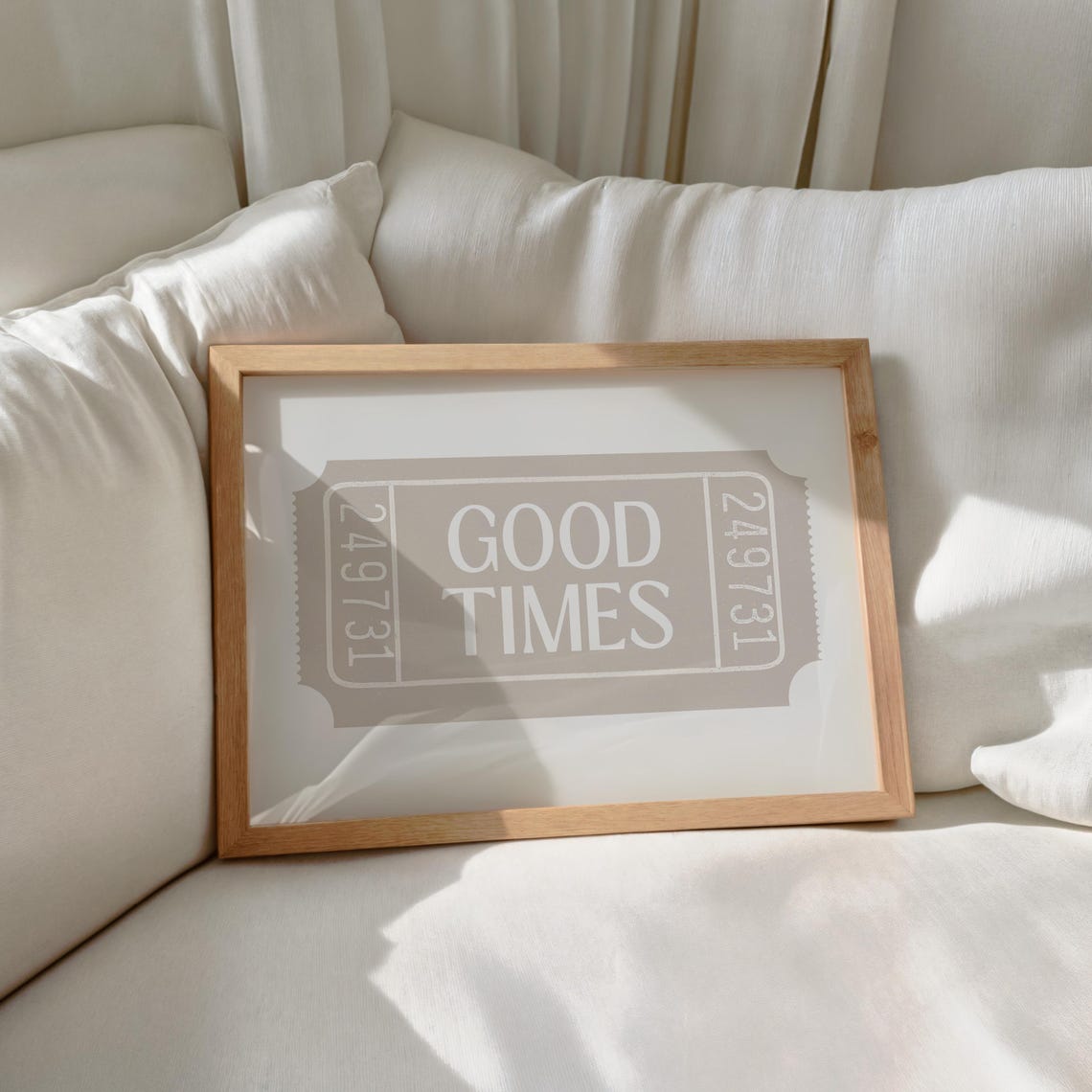Good Times Vintage Ticket Stub Retro Beige Wall Decor Poster