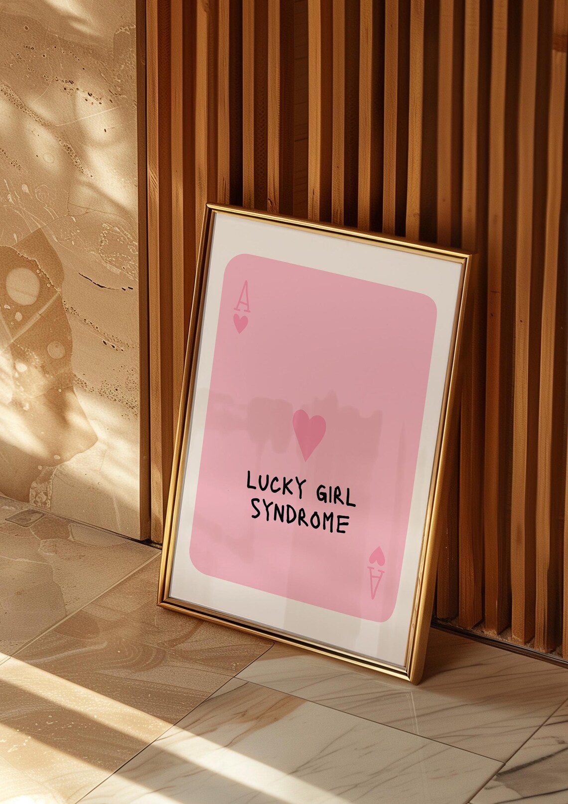 Pink Ace Of Hearts Lucky Girl Syndrome Cheerful Quote Art Poster - Image 2