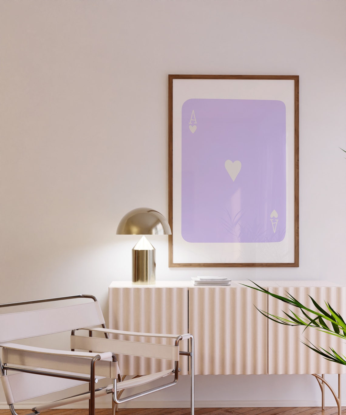 Ace of Hearts Oversized Playing Card White on Lavender Purple Poster - Image 2