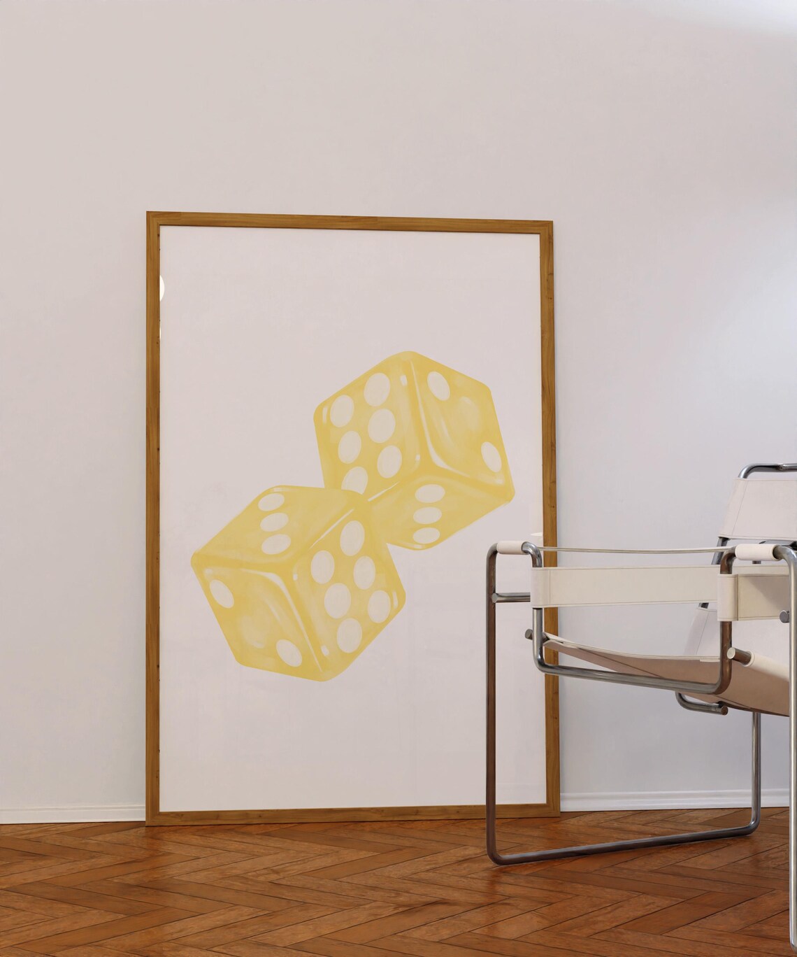 Yellow Transparent Dice Pair Trendy Retro Playful Aesthetic Poster - Image 3