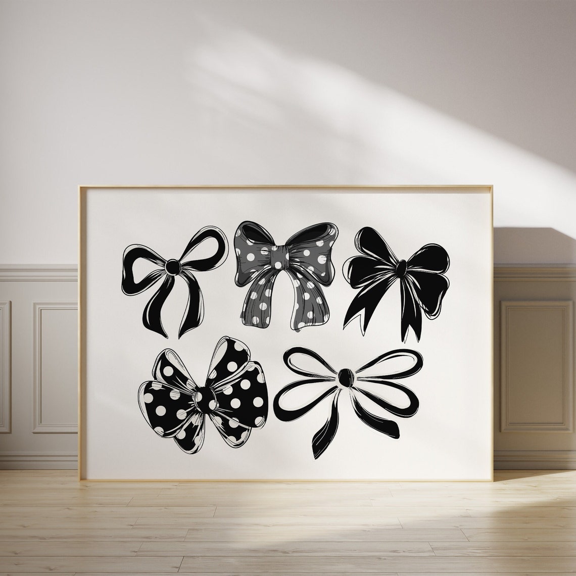Black Bow Collage Coquette Hand Drawn Ribbon Art Trendy Poster - Image 3