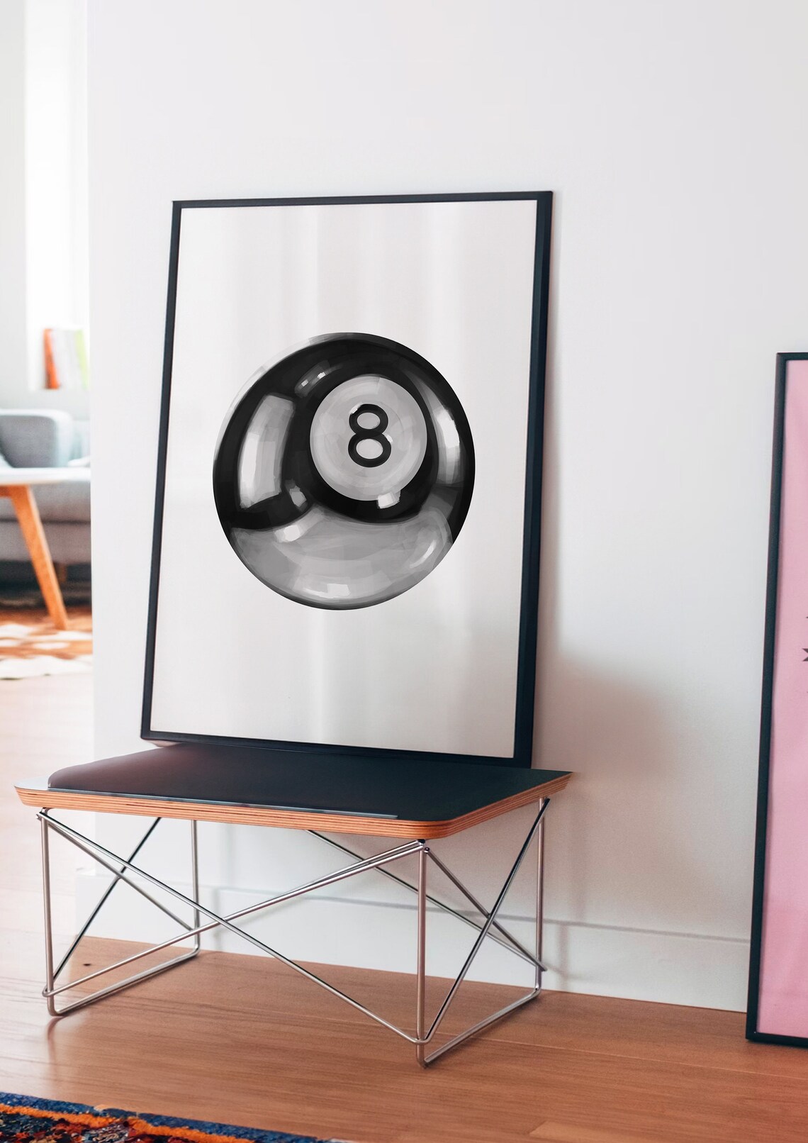 Eight Ball Black And White Art Print, Preppy Decor - Image 3