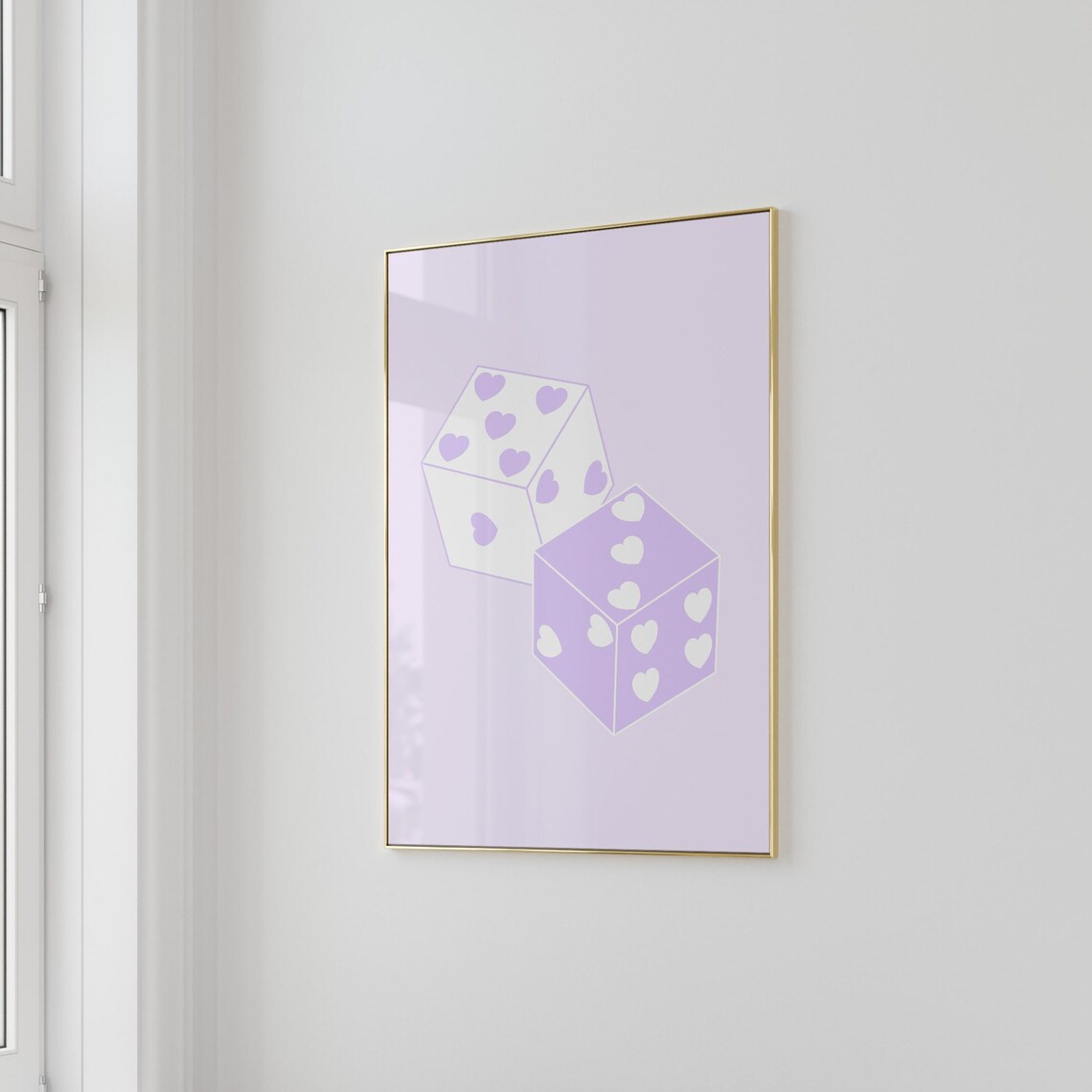 Lilac Dice Hearts Lucky Pair Retro Game Night Preppy Room Poster - Image 3