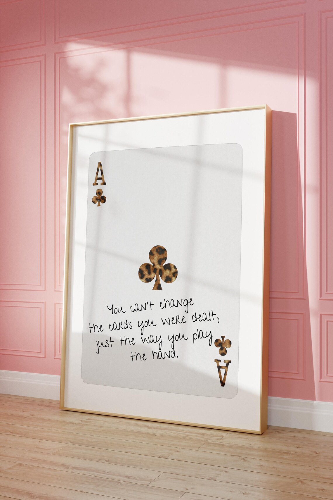 Cheetah Ace Of Clubs Play Your Hand Quote Retro Dorm Room Poster