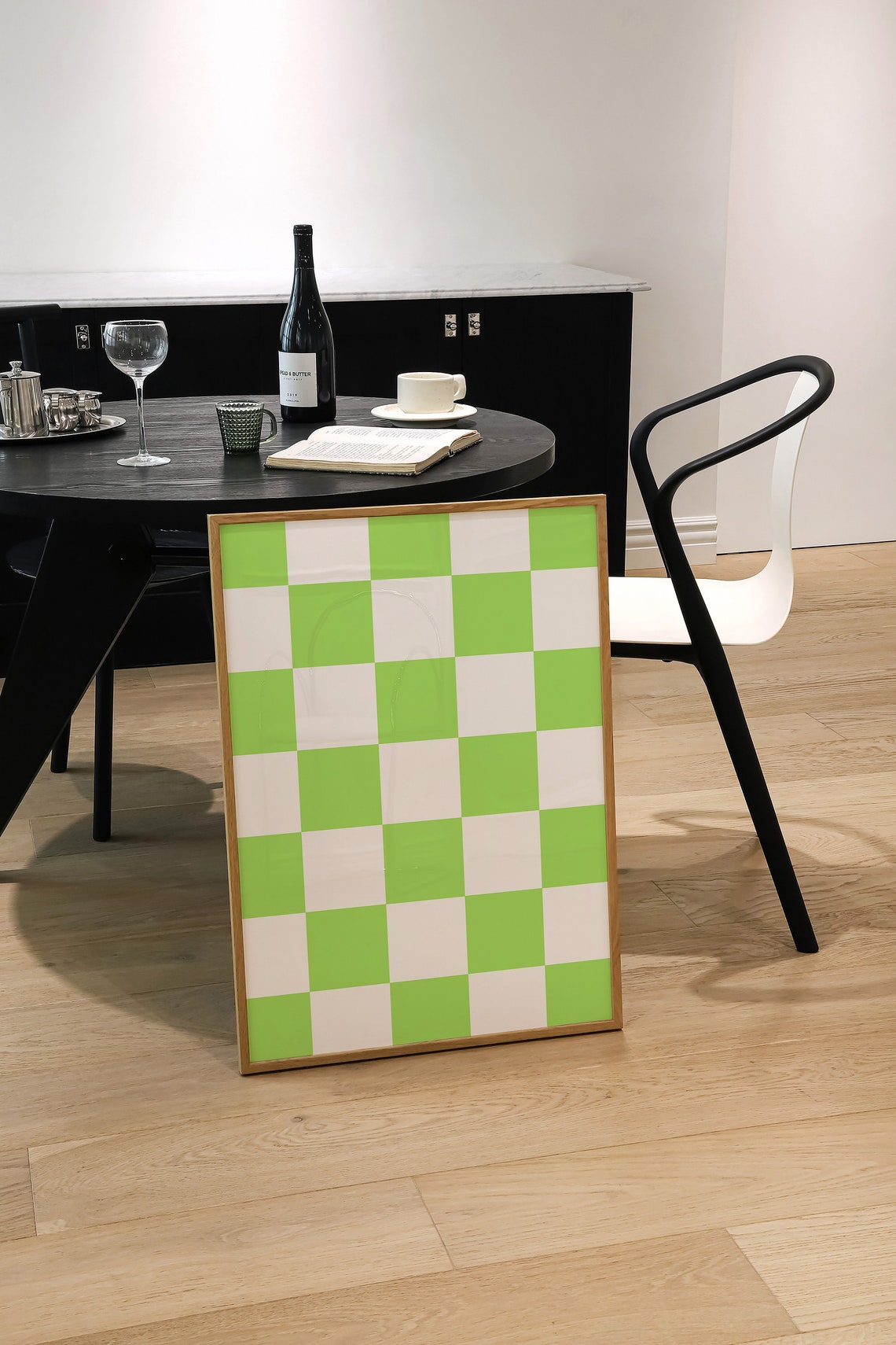 Lime Green Checkerboard Pattern Retro Check Funky Dorm Wall Poster - Image 2