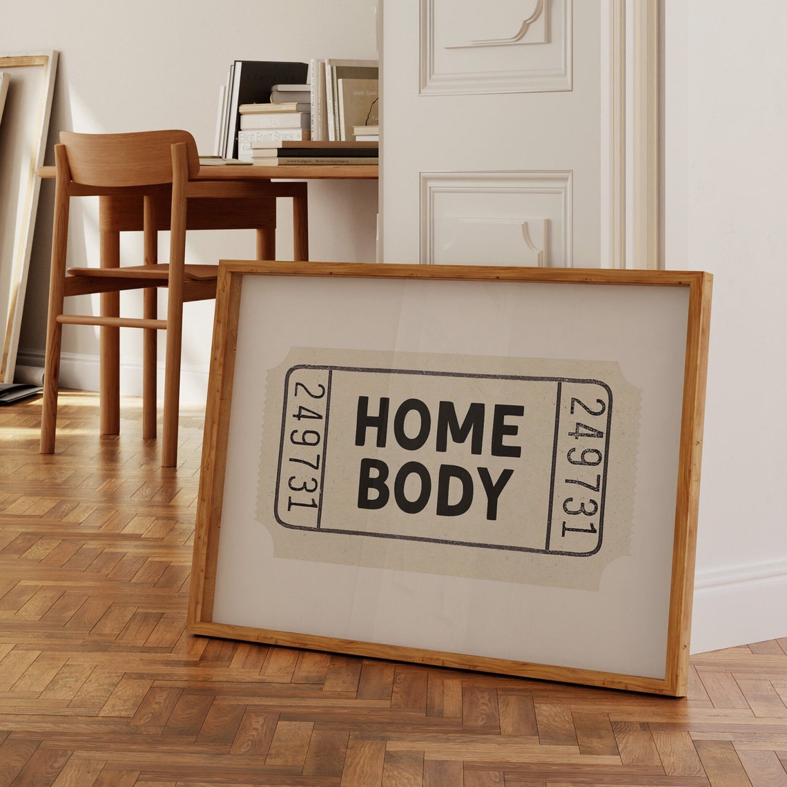 Home Body Cream Ticket Stub Cozy Introvert Quote Wall Poster - Image 2