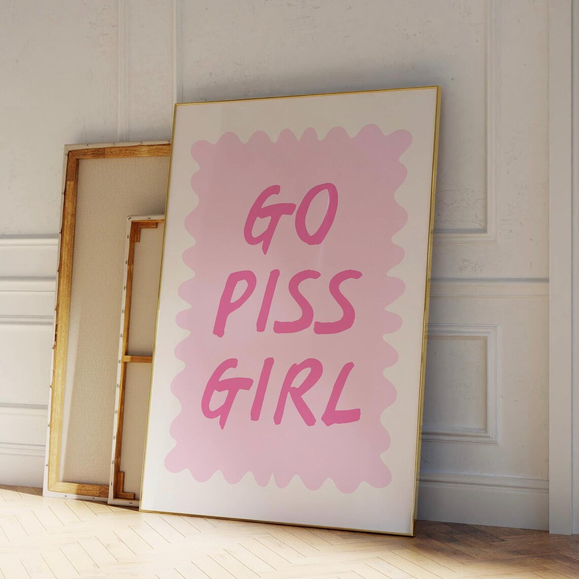 Go Piss Girl Funny Pink Bathroom Quote Trendy Girly Dorm Decor Poster