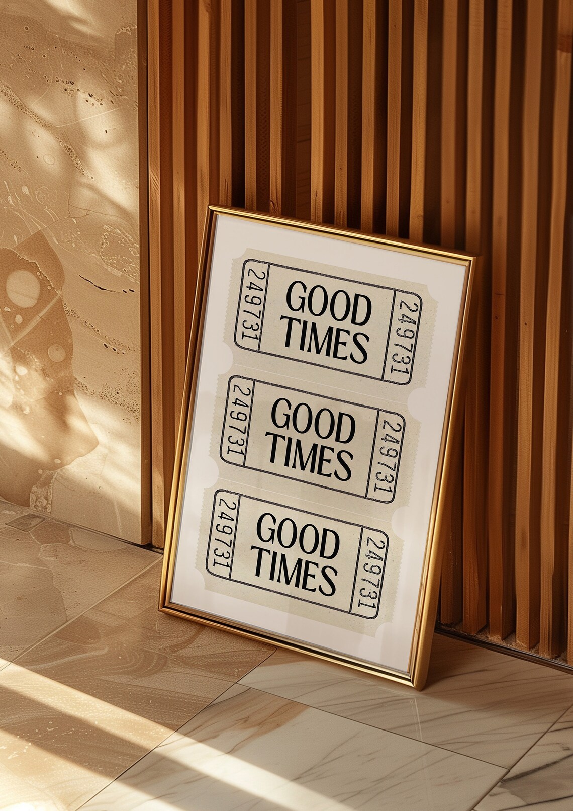 Good Times Ticket Stubs Trio Number 249731 Cream Background Retro Wall Poster