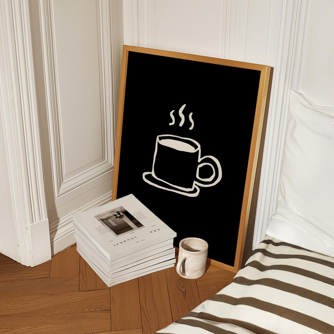Black And White Coffee Cup Simple Line Art Minimalist Poster - Image 4
