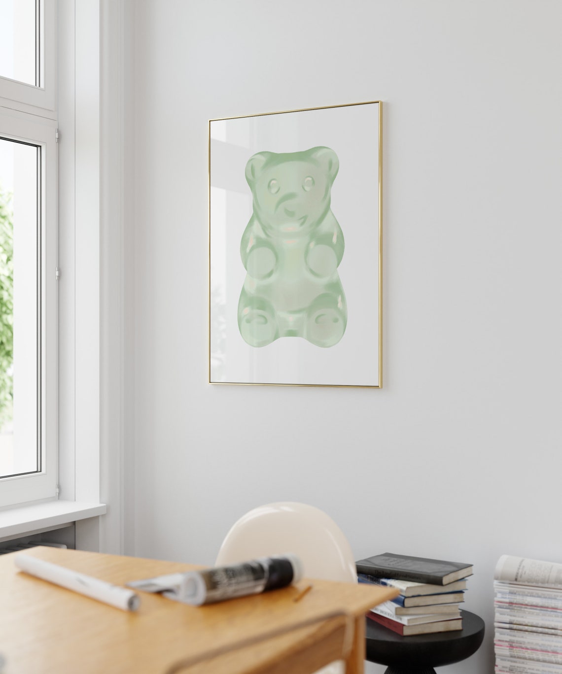 Sage Green Giant Gummy Bear Oversized Sweet Candy Art Minimal Poster - Image 3
