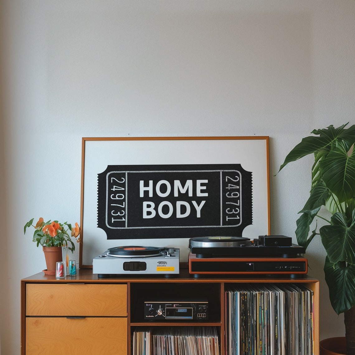 Home Body Black Ticket Stub Bold White Type Modern Wall Poster - Image 3