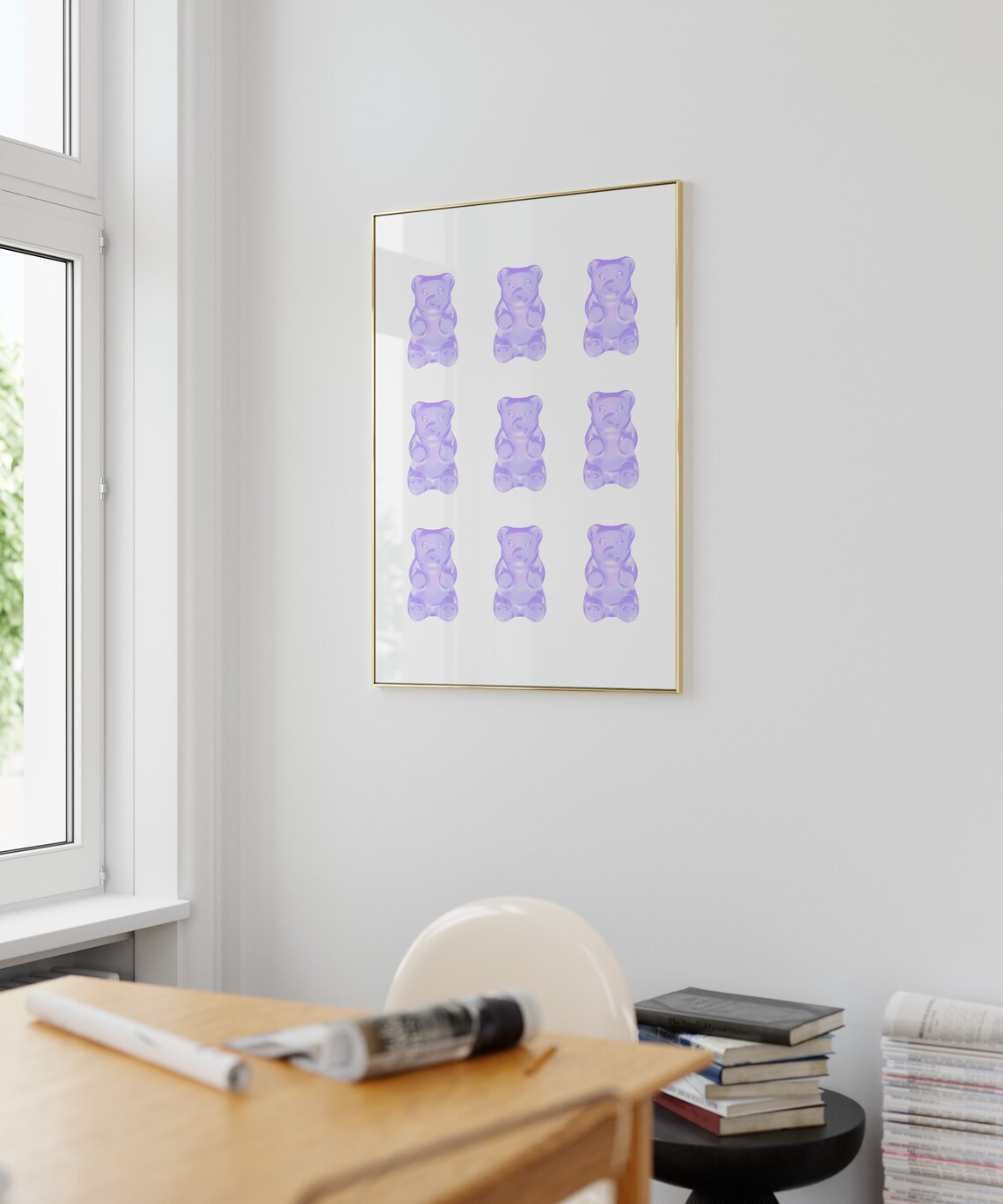Lilac Wall Art Trendy Art Print Gummy Bear Wall Art Quirky Home Decor Teen Girl Wall Art Apartment Decor Aesthetic Print Above Bed Decor - Image 3