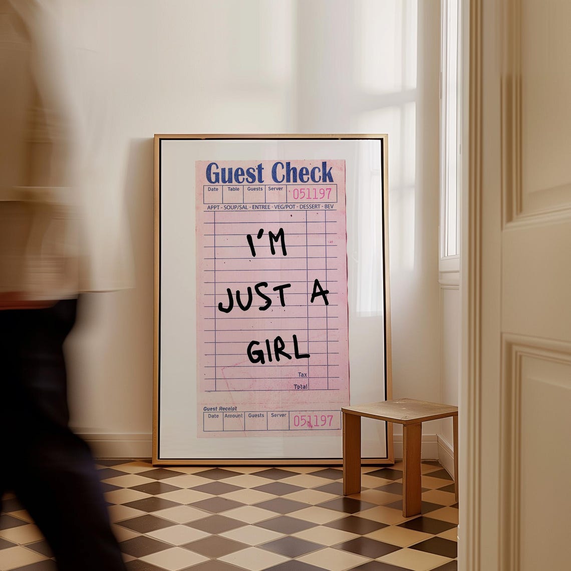 I'm Just A Girl Pink Guest Check Receipt Vintage Diner Wall Art - Image 2