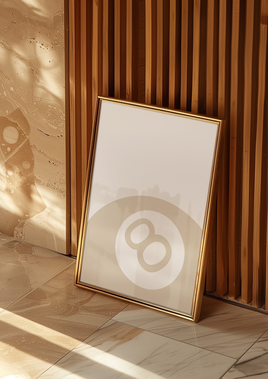 Beige Eight Ball Pool Minimalist Game Room Poster Art Game Room Decor
