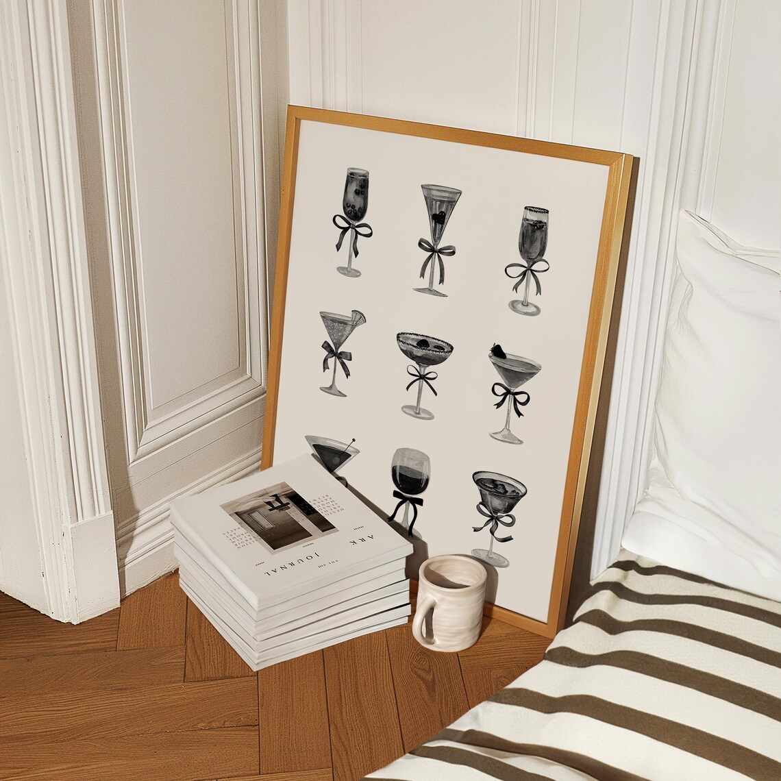Black And White Cocktail Wall Art, Bar Cart Decor - Image 2