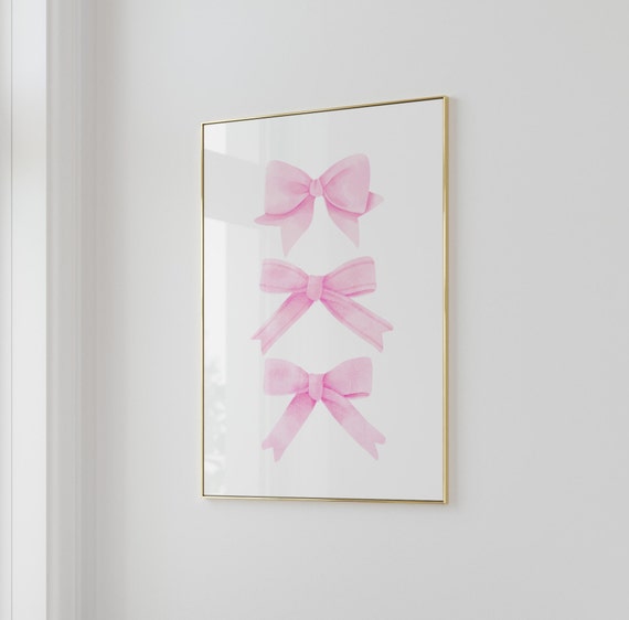 Pink Bow Print Preppy Wall Art Balletcore Poster Nursery Girly Decor Coquette Prints Trendy Print Pink Trendy Bedroom Decor Pastel