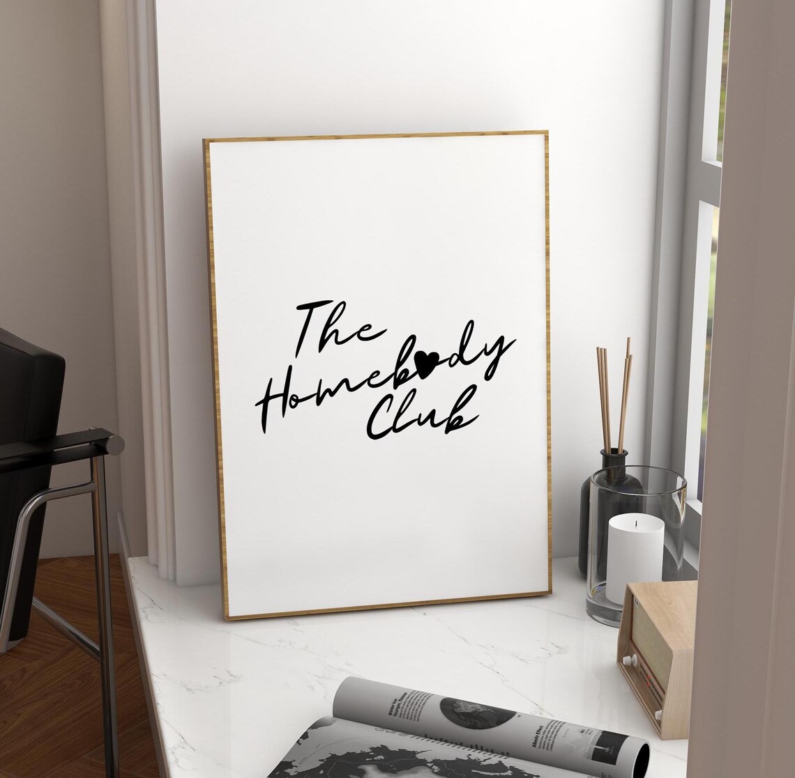 The Homebody Club Script Heart Cozy Minimalist Quote Wall Poster - Image 2