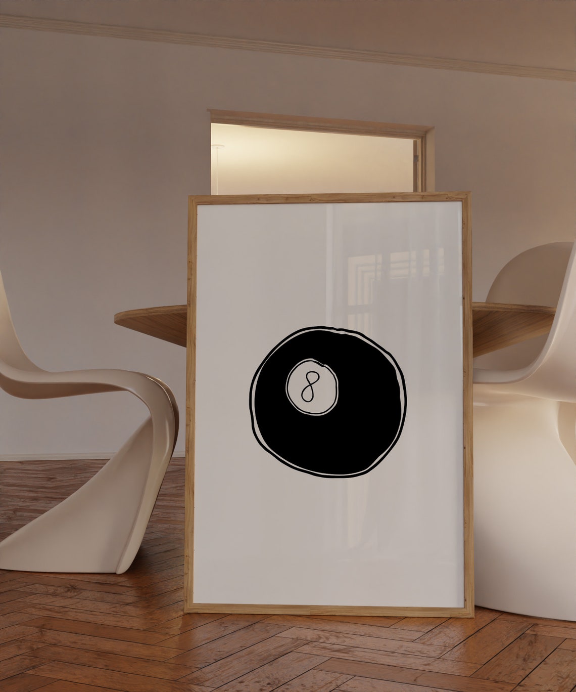 Magic 8 Ball Single Hand Drawn Minimalist Black Billiards Poster - Image 3