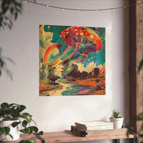 Mushroom Third Eye, Trippy Vintage Psychedelic Poster