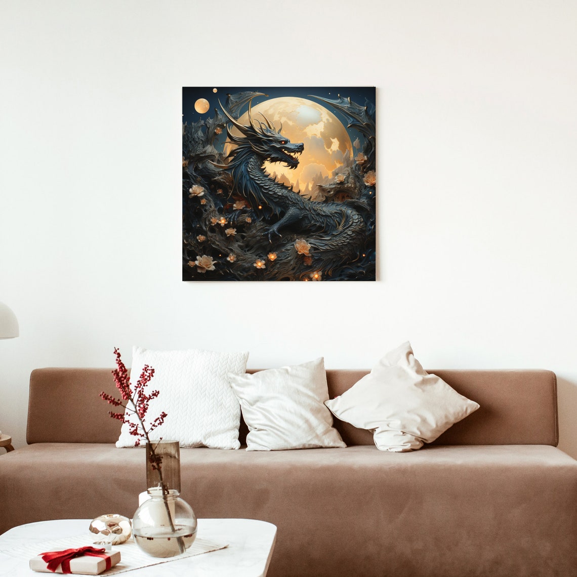 Moonlit Dragon Poster, Fantasy Wall Art Print - Image 4