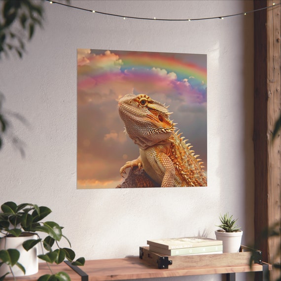 Bearded Dragon Under The Rainbow Poster