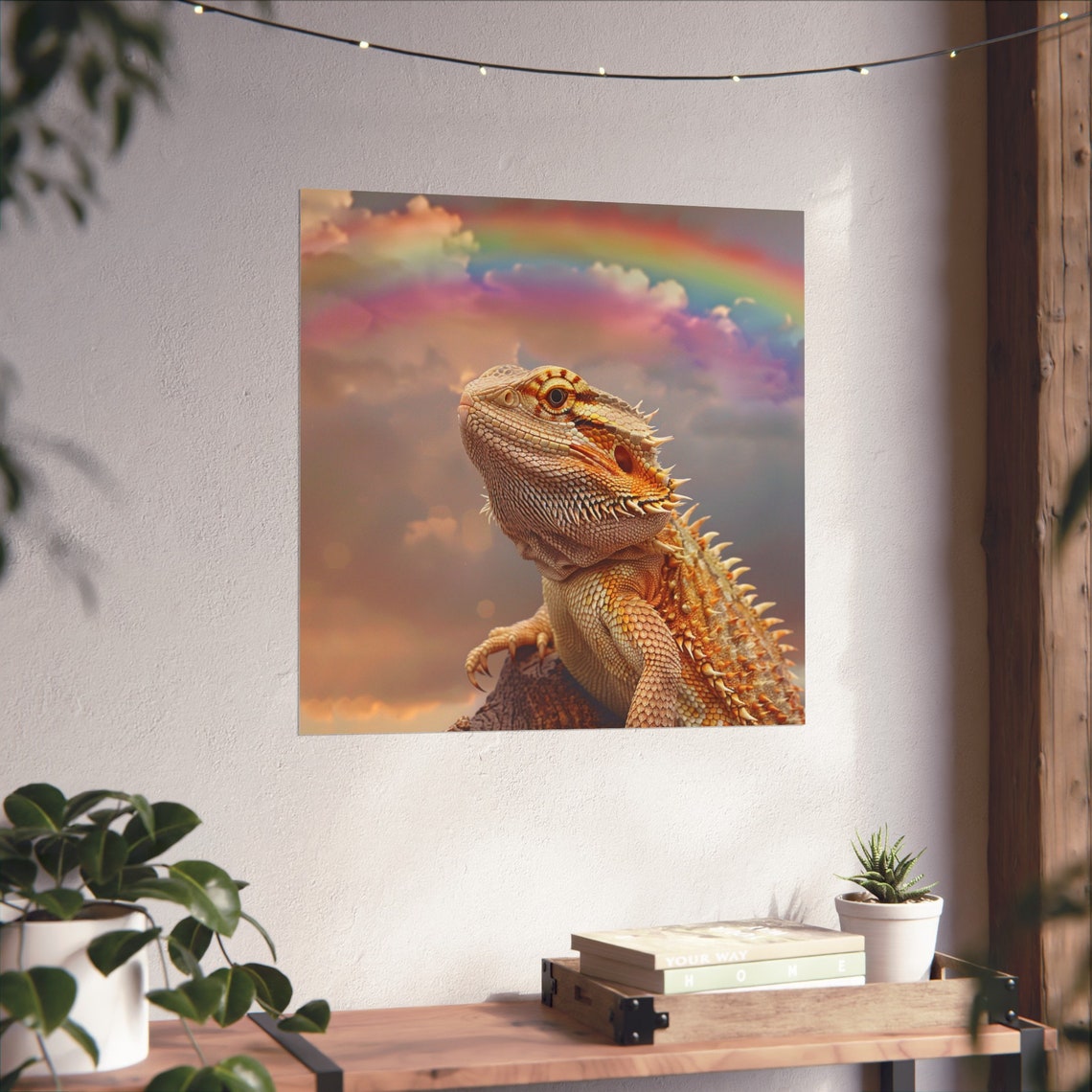 Bearded Dragon Under The Rainbow Poster