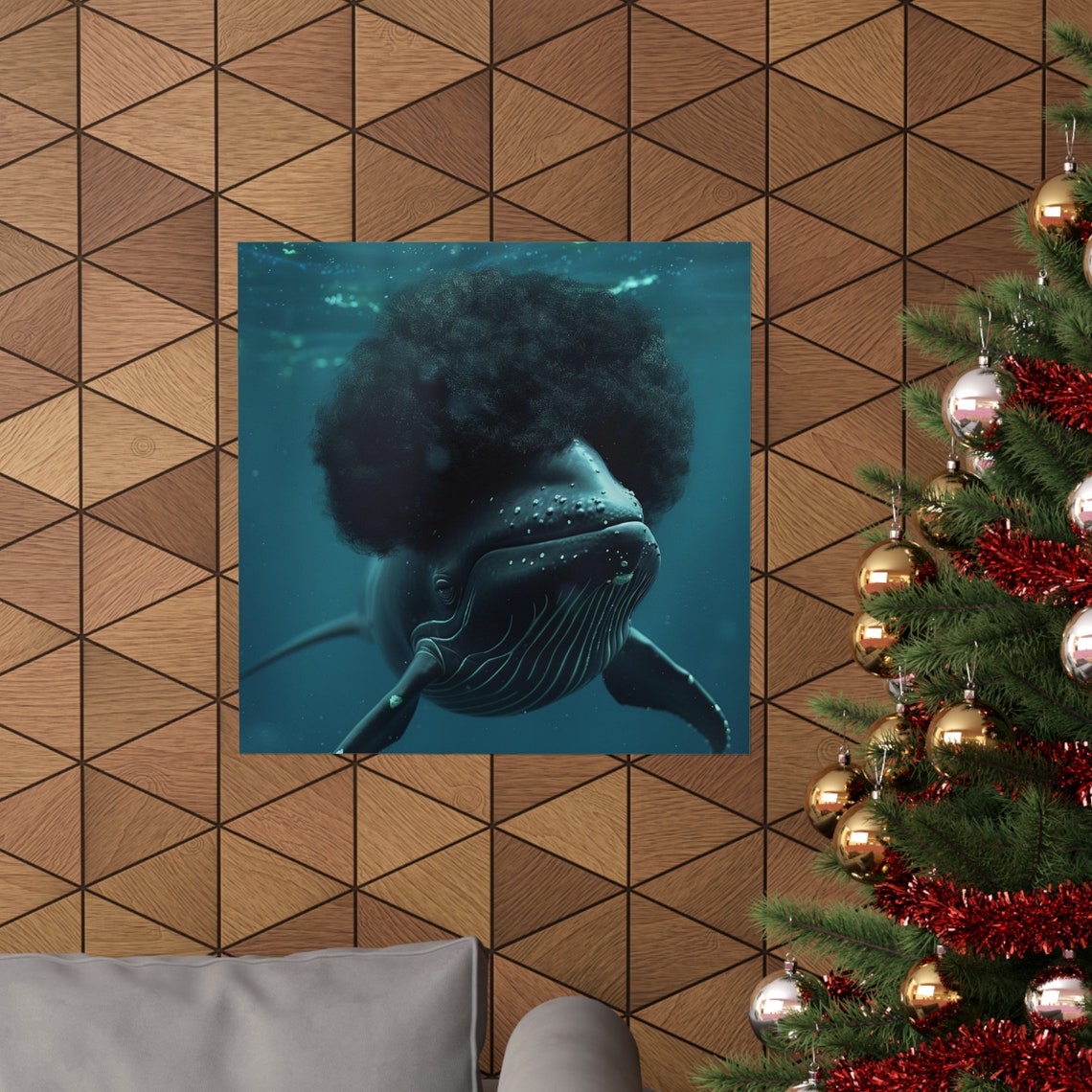 Afro Whale Poster, Abstract Ocean Life Decor - Image 4
