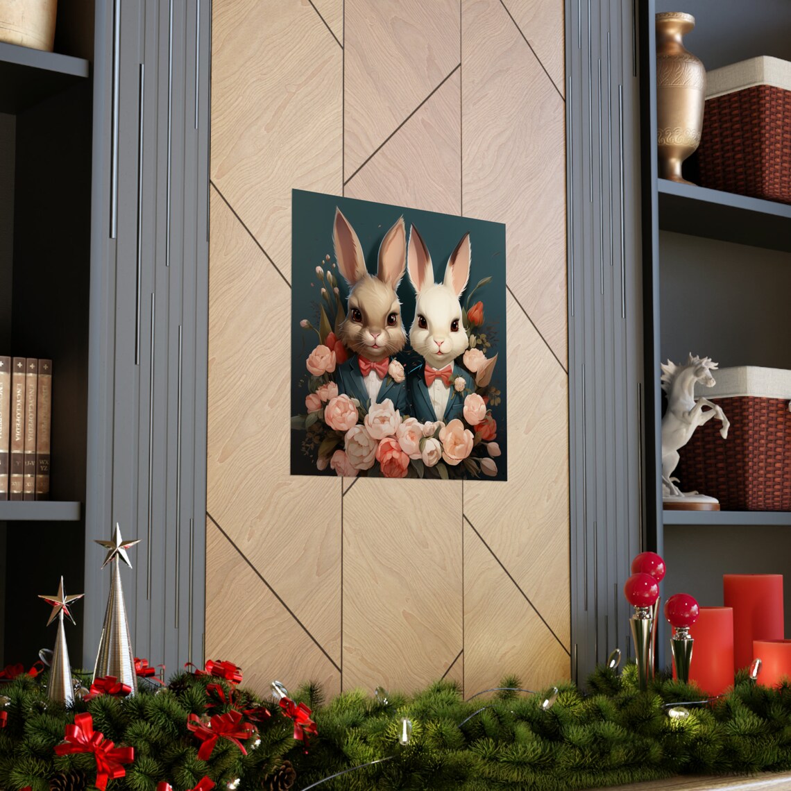Rabbits In Suits, Surreal Animal Poster - Image 3