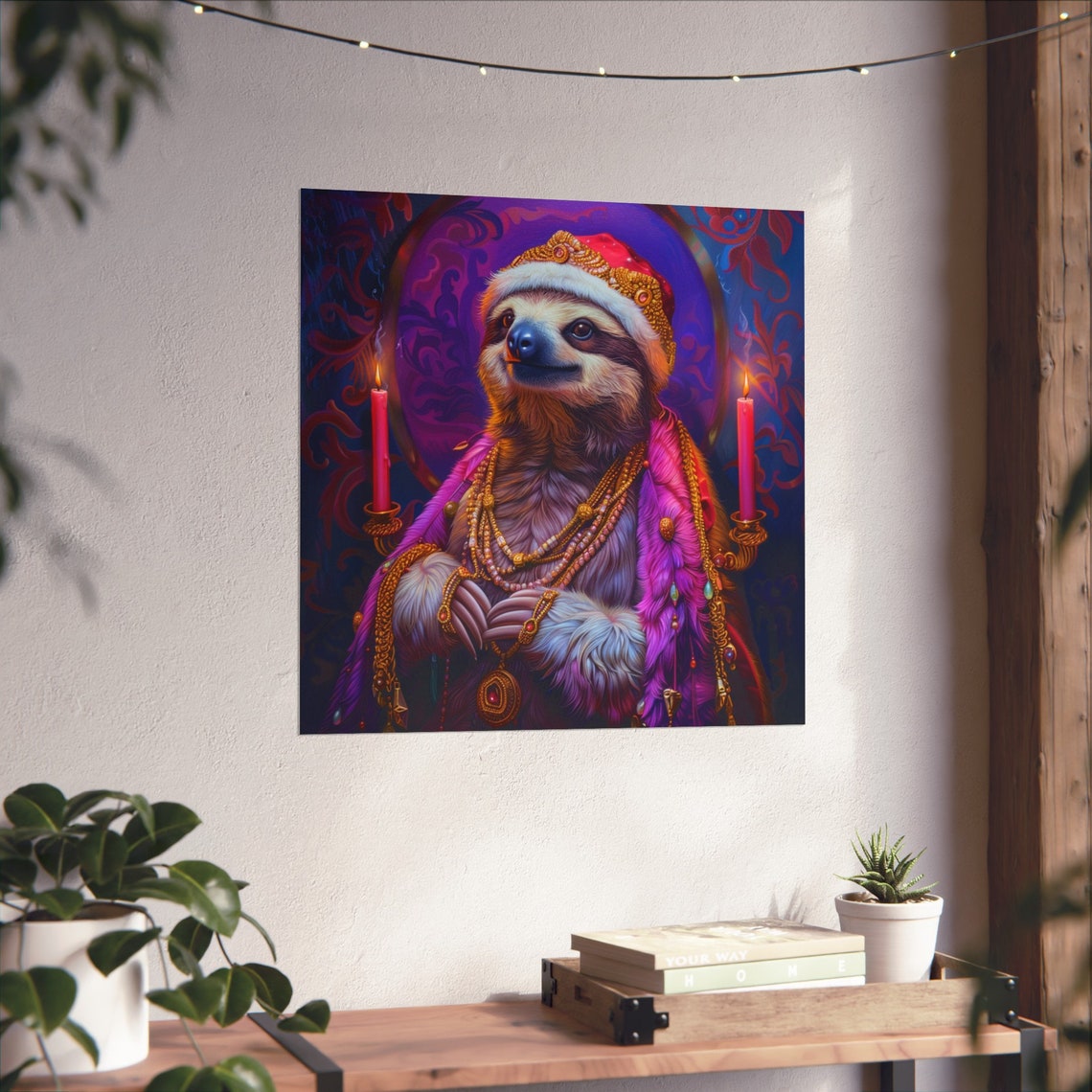 Sloth Priest Poster, Cute Religious Animal Art