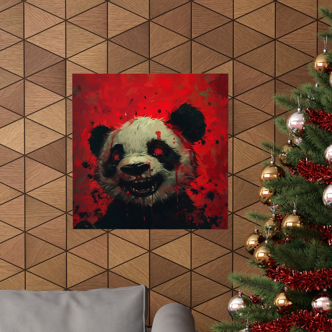 Ravaged Zombie Panda Bear, Scary Abstract Wall Art - Image 4