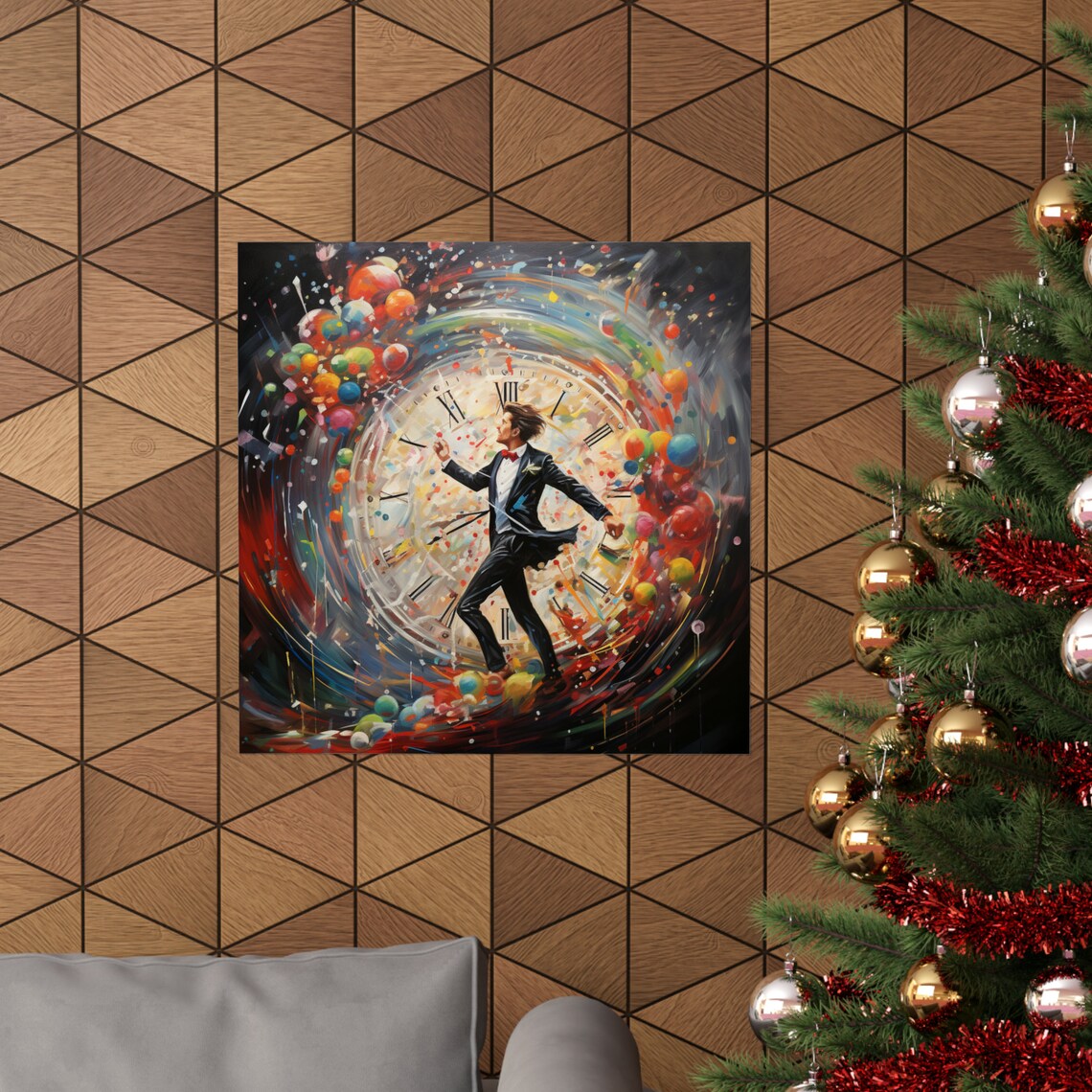 Time Loop, Trippy Poster With Giant Clock