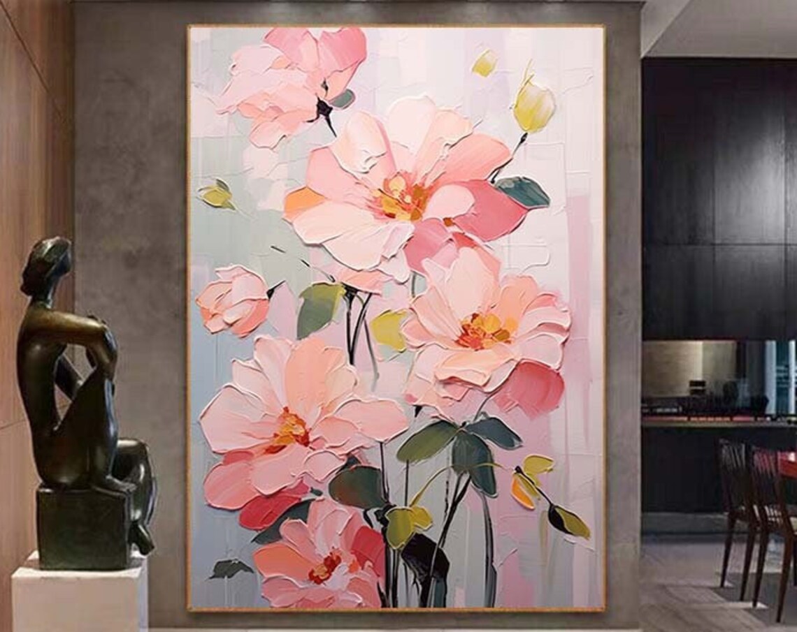 Abstract Pink Flower Art Print, Boho Wall Decor