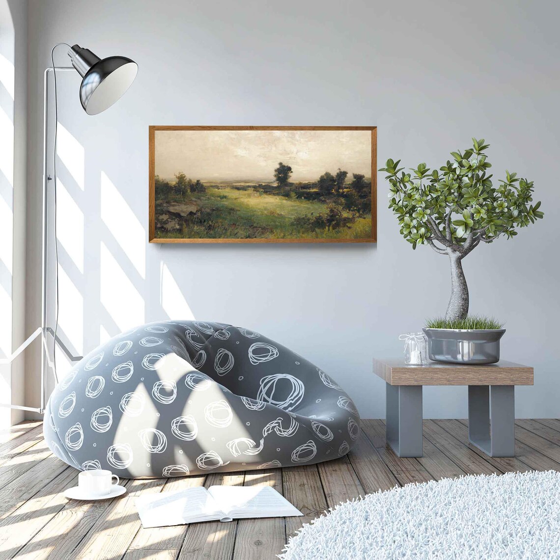Vintage Panoramic Landscape, Rustic Country Nature Scene - Image 2