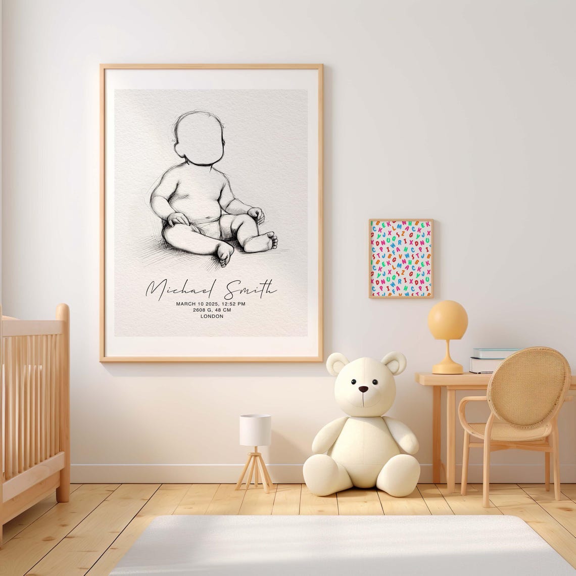 Personalized Baby Sketch Portrait, Minimalist Newborn Keepsake - Image 4