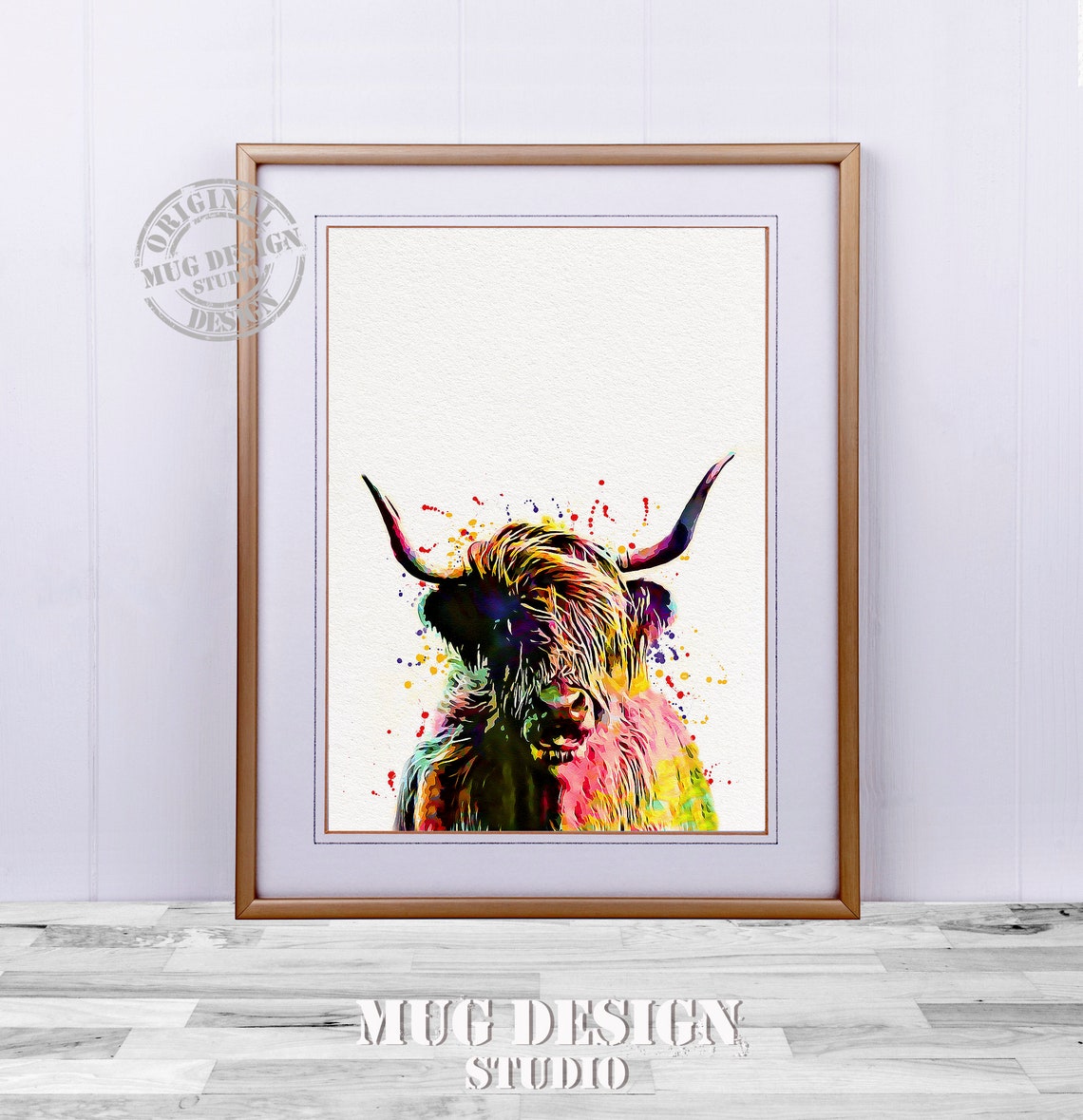 Highland Cow Watercolor Art Print, Farm Animal Decor - Image 2