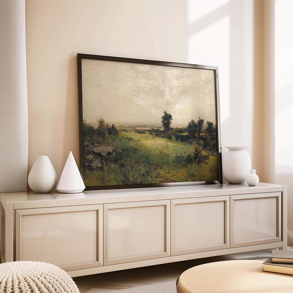 Vintage Landscape Oil Painting, Rustic Nature Scene - Image 4