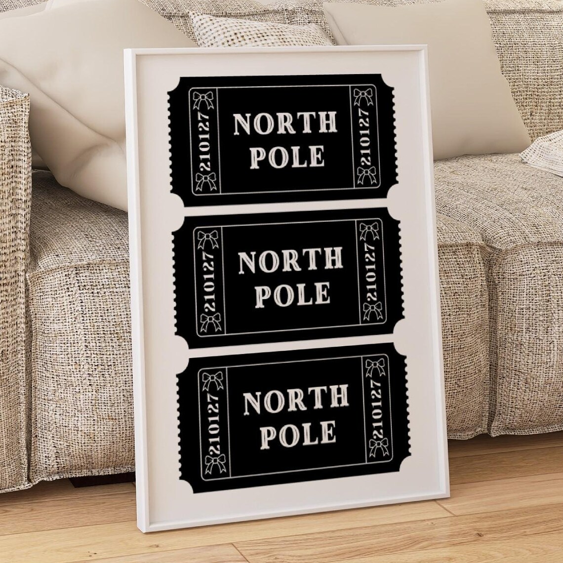 North Pole Ticket Black Vintage Retro Christmas Holiday Poster - Image 4