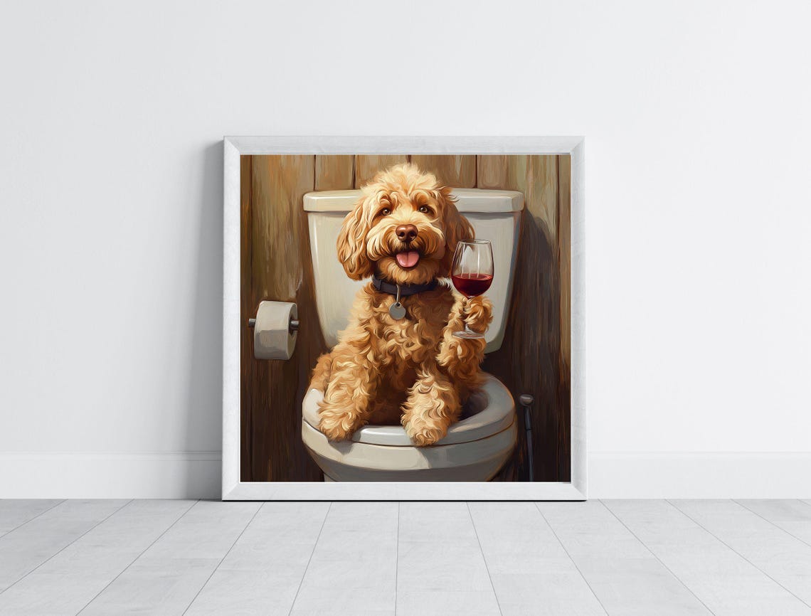 Dog Wall Art Funny Bathroom Decor Dog In Toilet Animal In Toilet Petshop Art Dog Art Dachshund Gift - Image 6