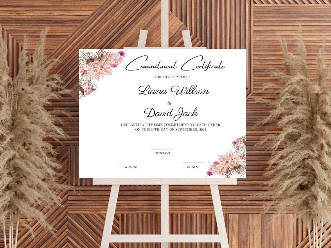 Elegant Floral Commitment Certificate Wedding Vow Keepsake Print - Image 6