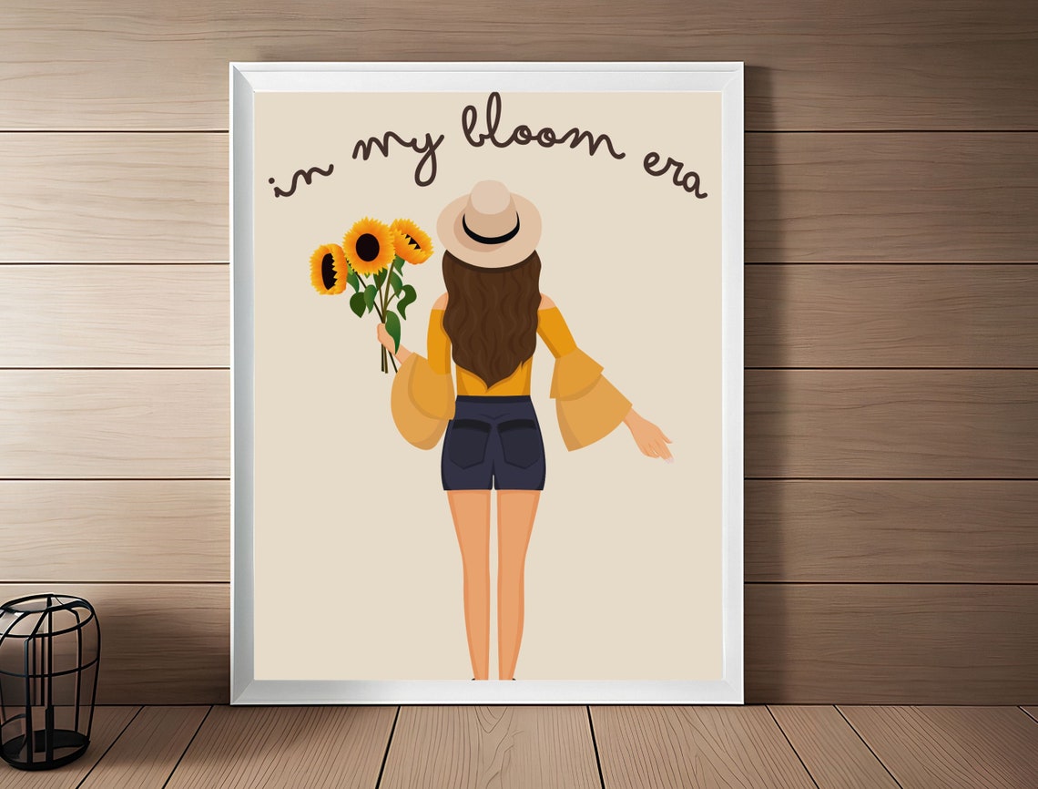 In My Bloom Era Girl with Sunflowers Feminine Boho Chic Poster - Image 7