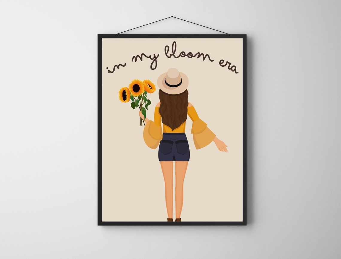 In My Bloom Era Girl with Sunflowers Feminine Boho Chic Poster - Image 8
