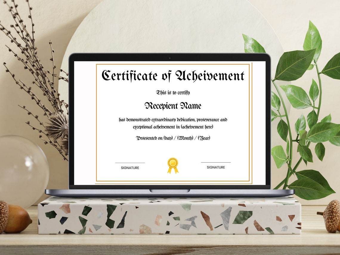 Editable Certificate Of Achievement Template Gold Seal Canva Print - Image 4