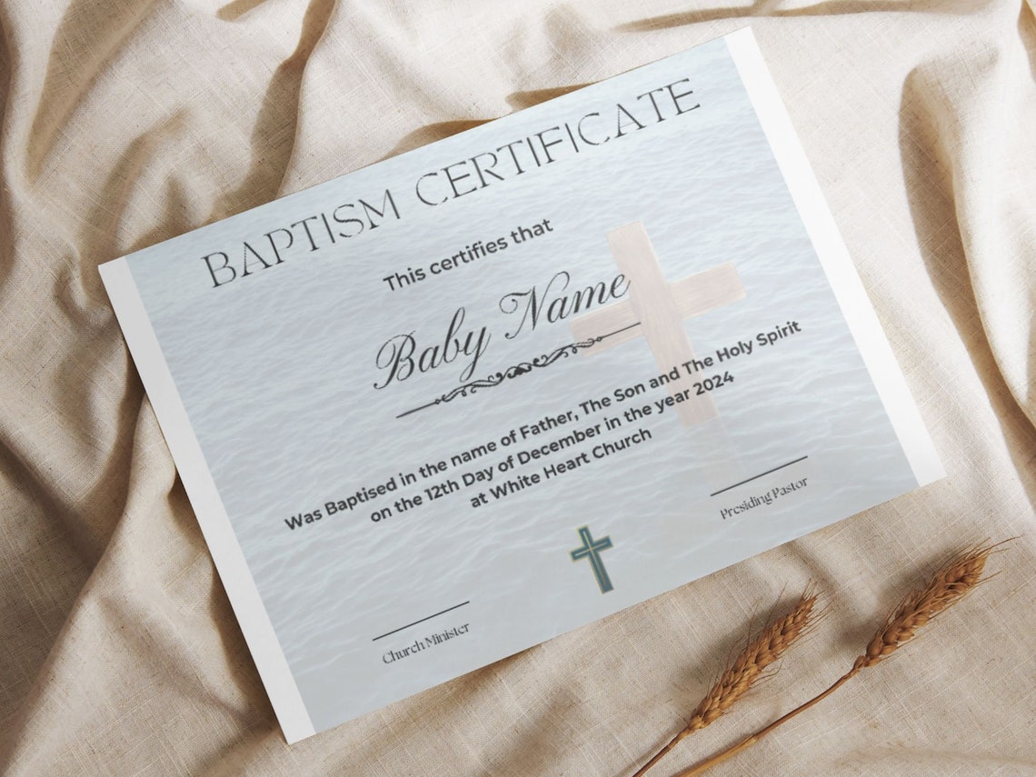 Baptism Certificate Template Gold Cross Editable Printable Print - Image 8